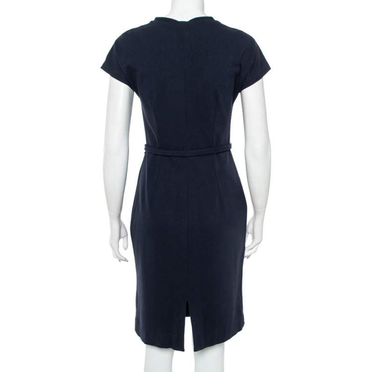 Pre Owned Diane von Furstenberg Navy Blue Belted Maizah Dress M