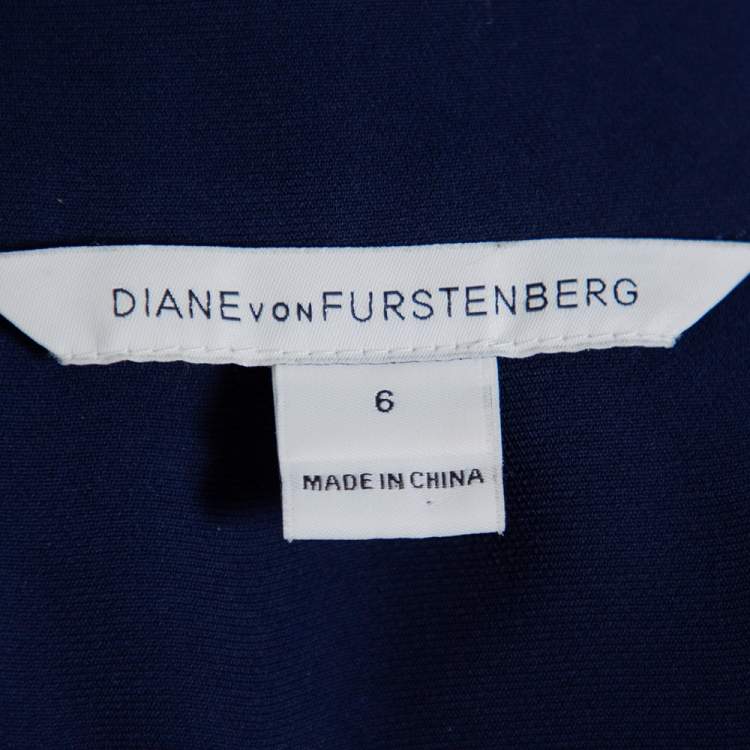 Pre Owned Diane Von Furstenberg Navy Blue Crepe Belted Lori Jumpsuit M