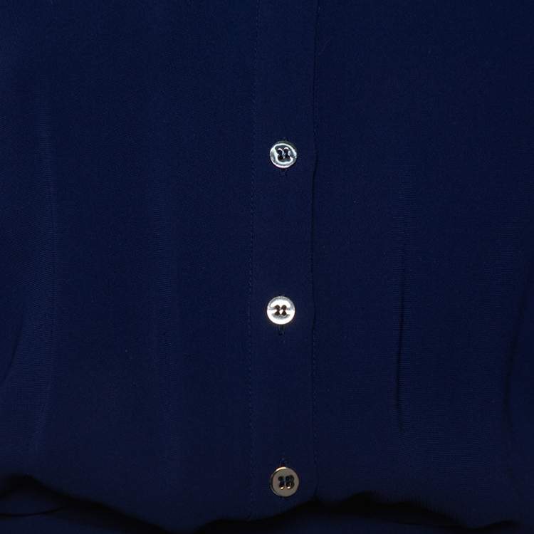 Pre Owned Diane Von Furstenberg Navy Blue Crepe Belted Lori Jumpsuit M