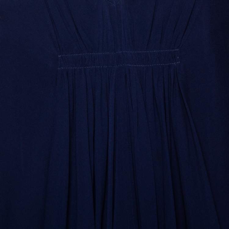 Pre Owned Diane Von Furstenberg Navy Blue Silk Fluerette Mini Dress S