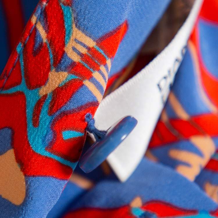 مملوكة مسبقًا Diane Von Furstenberg Blue Abstract Printed Silk Layered Maxi Skirt S