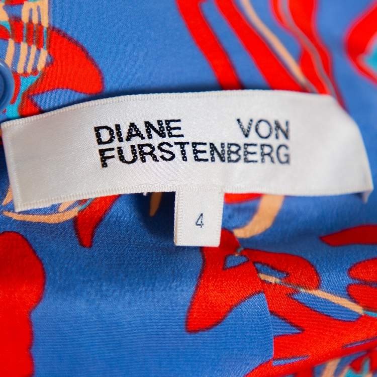 مملوكة مسبقًا Diane Von Furstenberg Blue Abstract Printed Silk Layered Maxi Skirt S