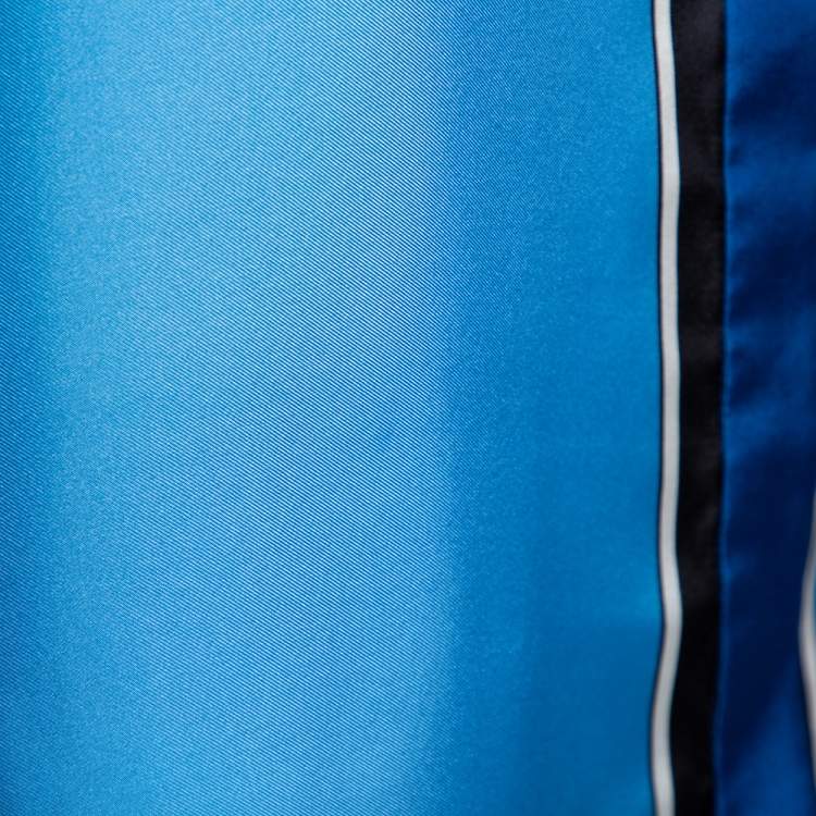 Pre Owned Diane Von Fustenberg Blue Silk Satin Oversized Shirt Dress M