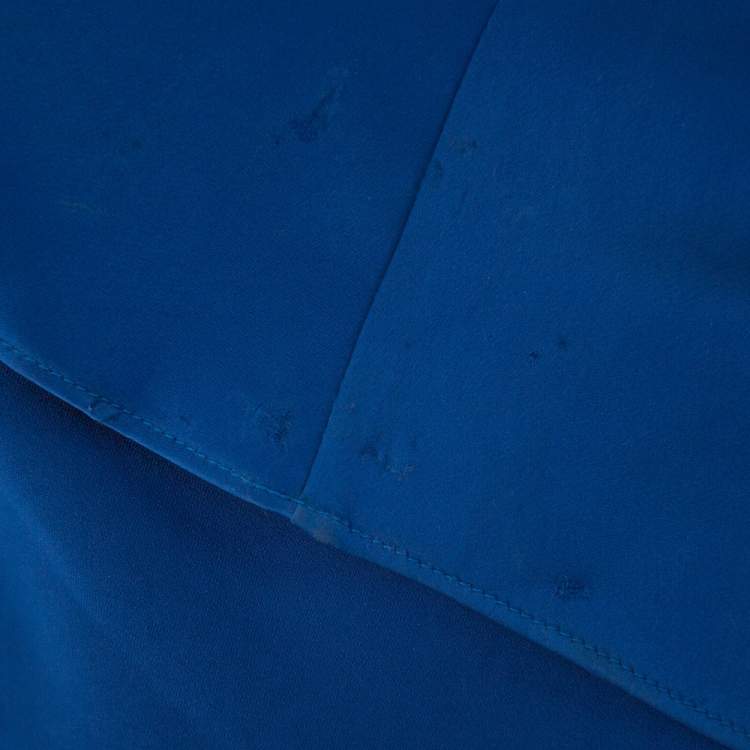Pre Owned Diane Von Furstenberg Royal Blue Satin Ruffled Wrap Long Dress S