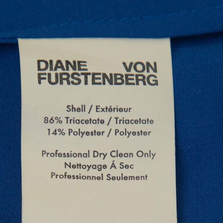 Pre Owned Diane Von Furstenberg Royal Blue Satin Ruffled Wrap Long Dress S