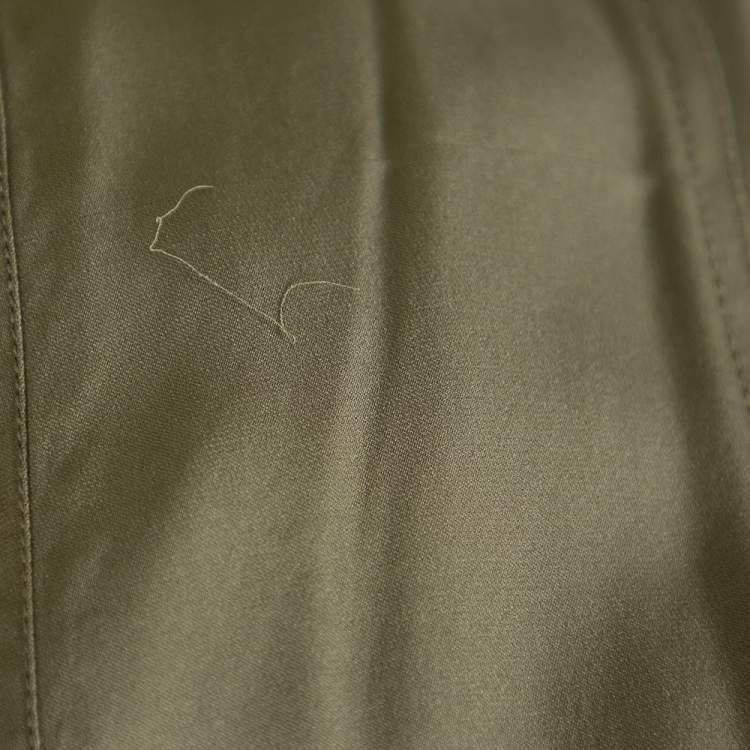 Pre Owned Diane Von Furstenberg Military Green Silk Belted Clarise Dress M