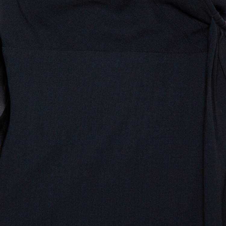 Pre Owned Diane von Furstenberg Black Wool Satin Trim Detail Antoinette Wrap Dress M