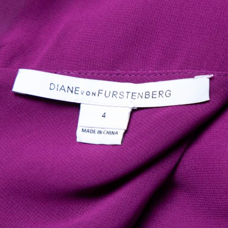 Pre Owned Diane Von Furstenberg Purple Crepe Paneled Wilma Midi Dress S