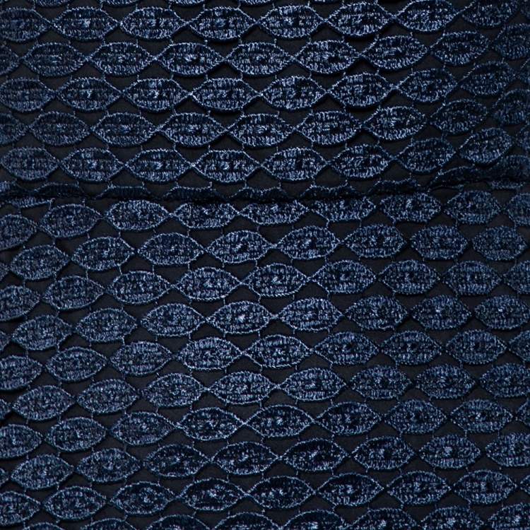 Pre Owned Diane Von Furstenberg Navy Blue Kinchu SG Lace Dress S