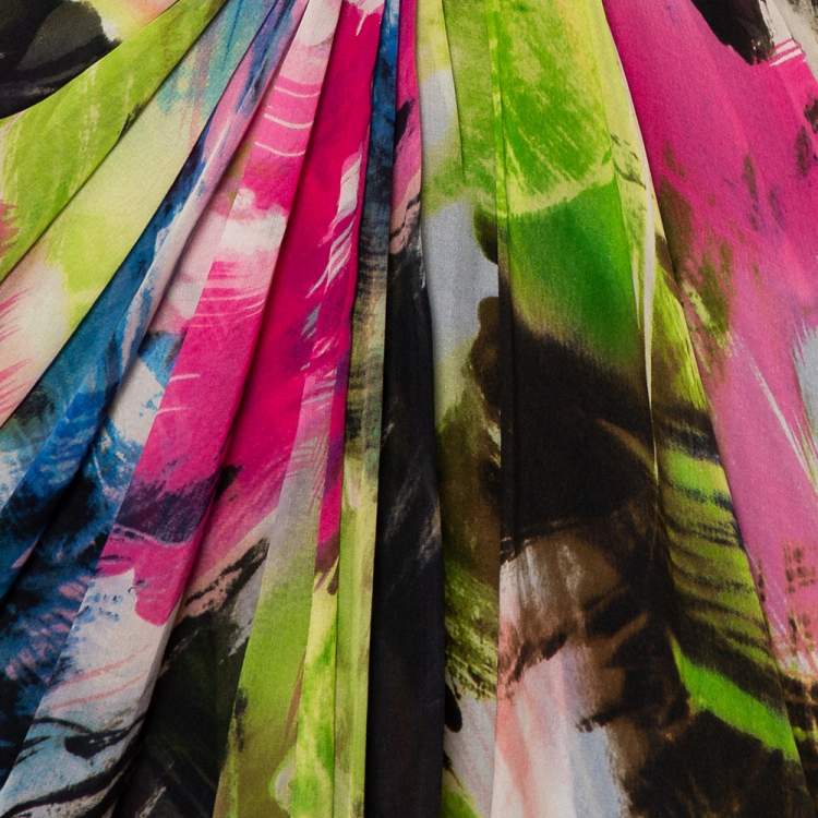 مملوكة مسبقًا Diane Von Furstenberg  Multicolor Silk Draped Sleeveless Weslie Dress M