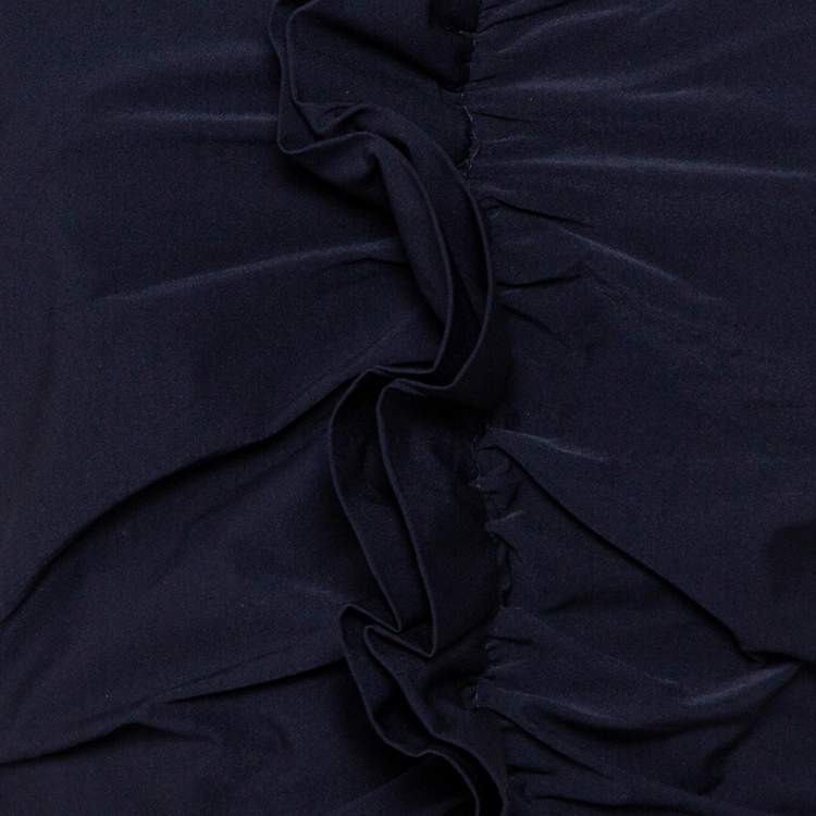 Pre Owned Diane Von Furstenberg Navy Blue Ruffle Detail Samaya Dress L