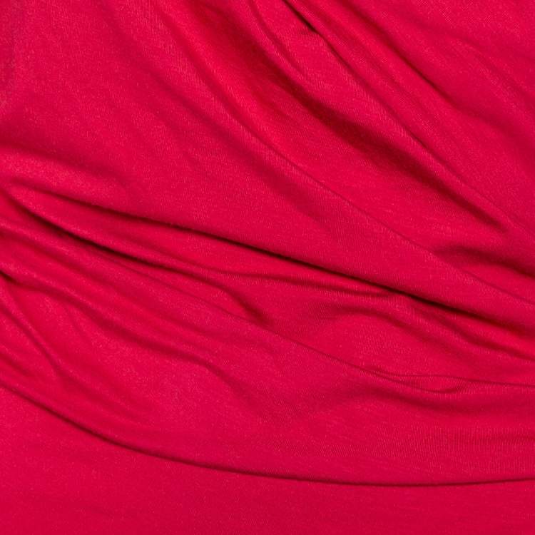 Pre Owned Diane von Furstenberg Fuschia Rose Pink Knit  Ruched Bentley Dress M