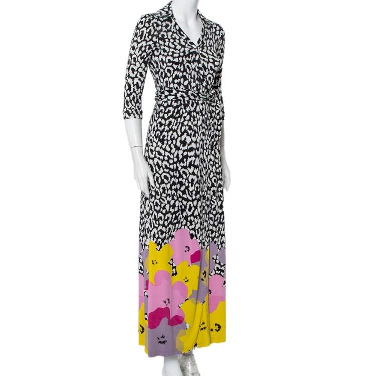 مملوكة مسبقًا Diane von Furstenberg Andy Warhol Multicolor Silk Knit Maxi Wrap Dress S