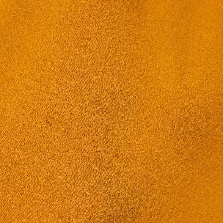 Pre Owned Diane Von Furstenberg Mustard Yellow Silk Mini Wrap Nove Dress M
