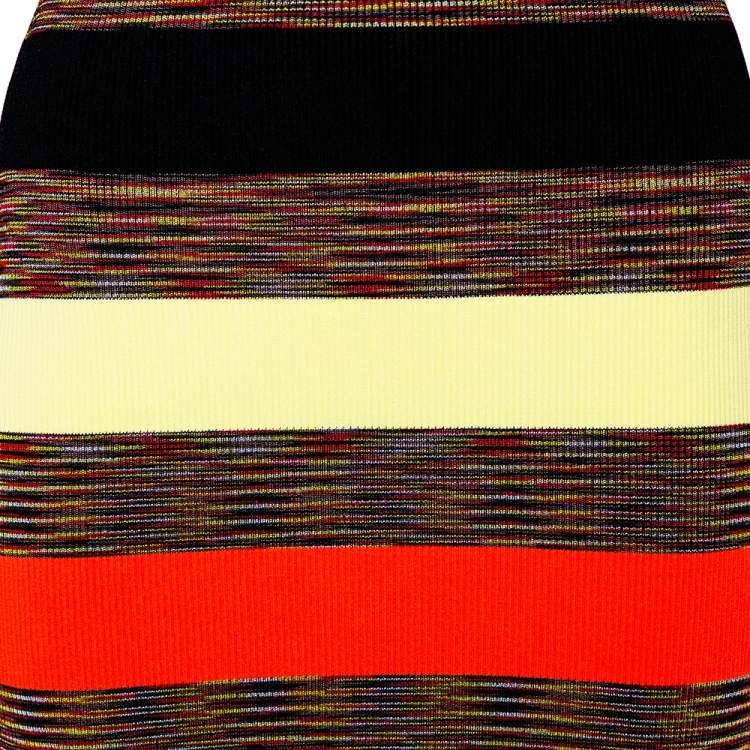 Pre Owned Diane Von Furstenberg Multicolor Striped Rib Knit Bodycon Dress S