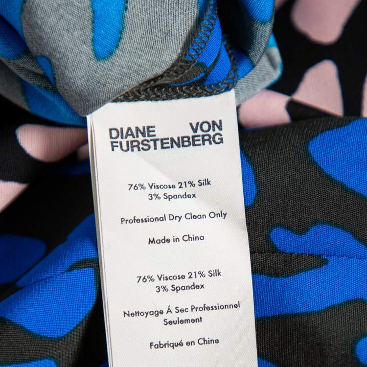 Pre Owned Diane Von Furstenberg Multicolor Animal Printed Crepe Paneled Shift Dress L