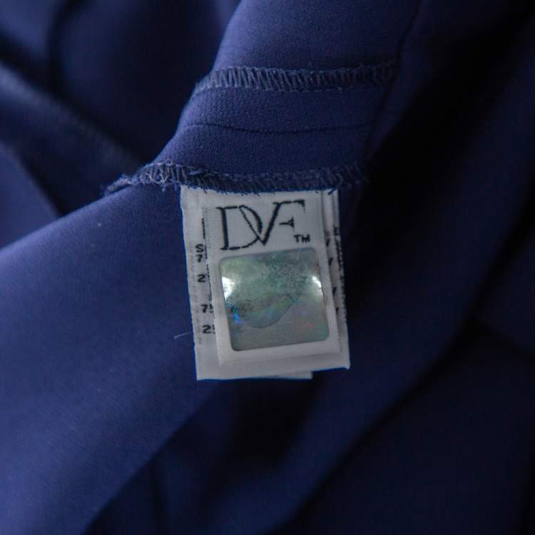 مملوكة مسبقًا Diane Von Furstenberg Navy Blue Crepe Wrap Detail Margot Jumpsuit L