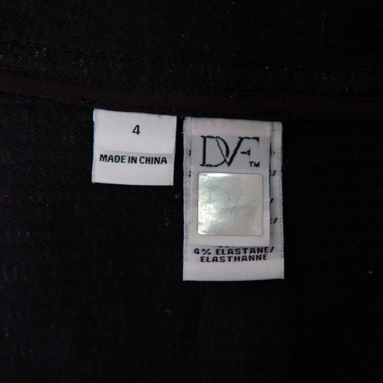 Pre Owned Diane Von Furstenberg Monochrome Tweed Zip Front Collarless Caity Jacket S