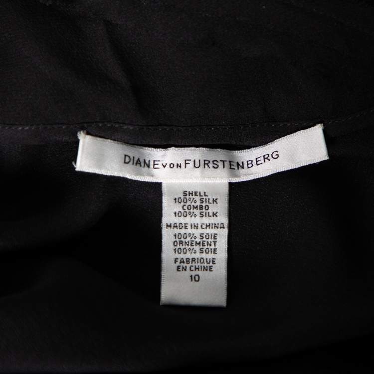Pre Owned Diane Von Furstenberg Black Silk Draped Detail Sleeveless Mell Top L