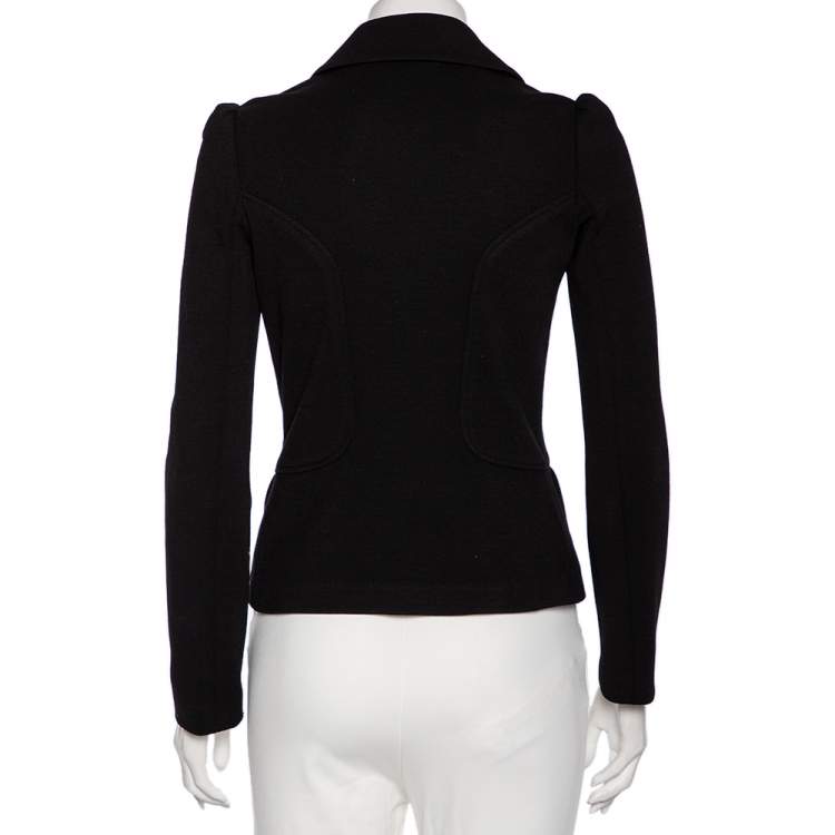 Pre Owned Diane Von Furstenberg Black Wool Paneled Lena Blazer S