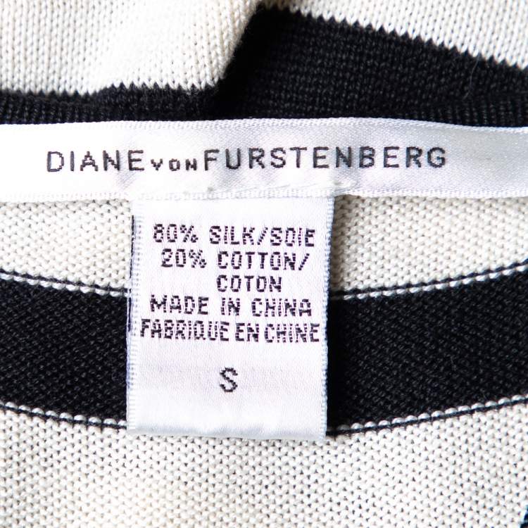 Pre Owned Diane Von Furstenberg Beige & Black Striped Knit Racer Back Tank Top S