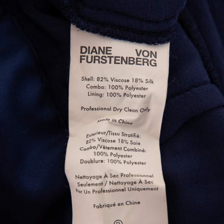 Pre Owned Diane Von Furstenberg Navy Blue Velvet Claude Satin-Trimmed Jumpsuit M