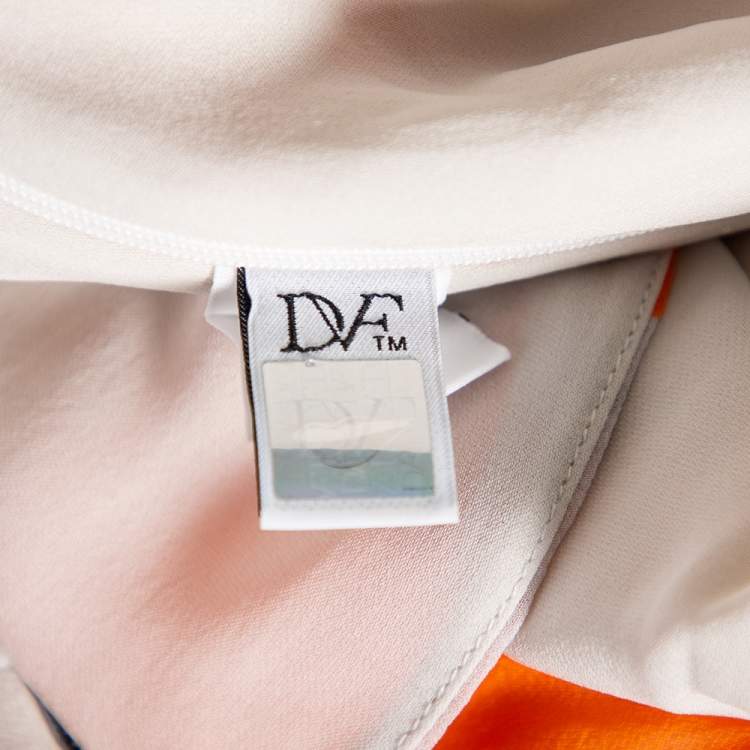 مملوكة مسبقًا Diane Von Furstenberg Orange Printed Silk Liluye One Shoulder Short Dress M 