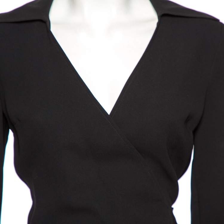 Pre Owned Diane von Furstenberg Black Crepe Stacy Wrap Jumpsuit S