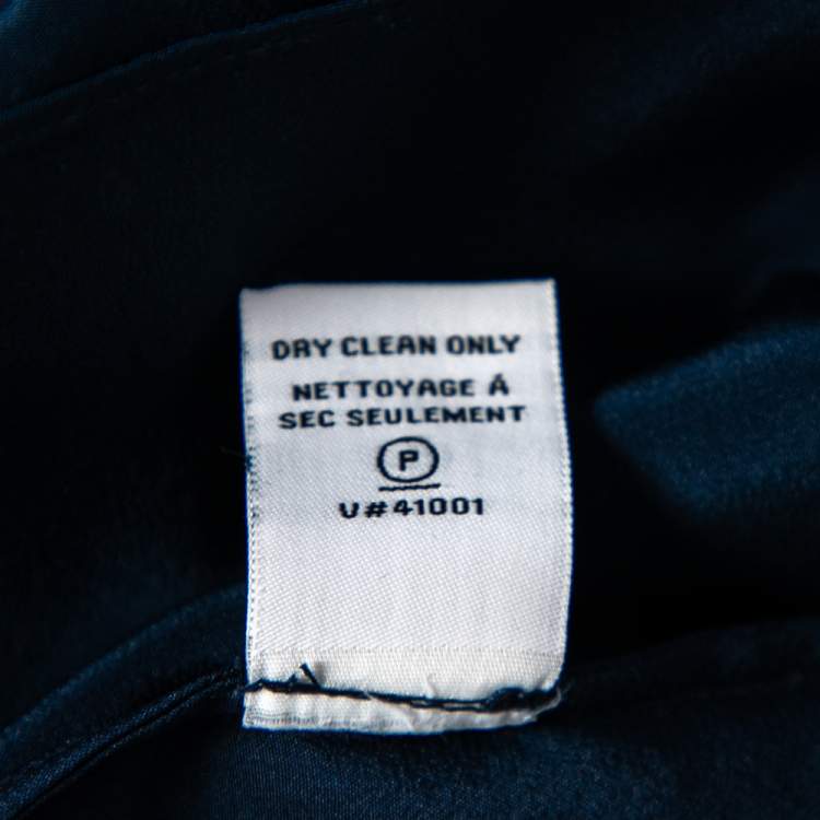Pre Owned Diane Von Furstenberg Navy Blue Silk Maisy Contrast Collar Trim Detail Shirt L