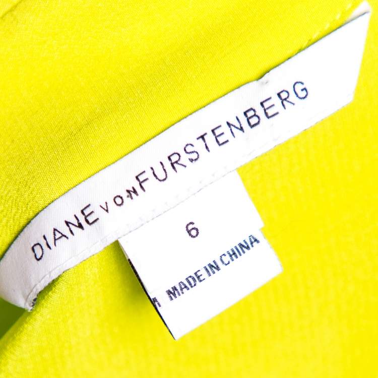 Pre Owned Diane Von Furstenberg Bright Green Silk Lorerlei Two Shirt M 