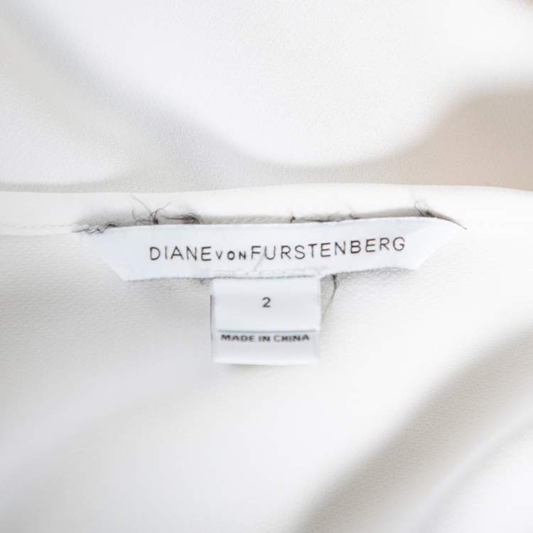 مملوكة مسبقًا Diane von Furstenberg White Crepe Pocket Detail Agness Short Dress S