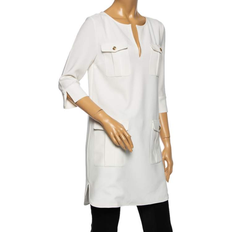 مملوكة مسبقًا Diane von Furstenberg White Crepe Pocket Detail Agness Short Dress S