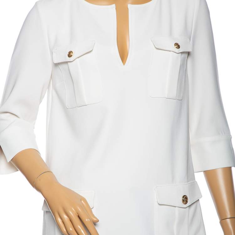 مملوكة مسبقًا Diane von Furstenberg White Crepe Pocket Detail Agness Short Dress S