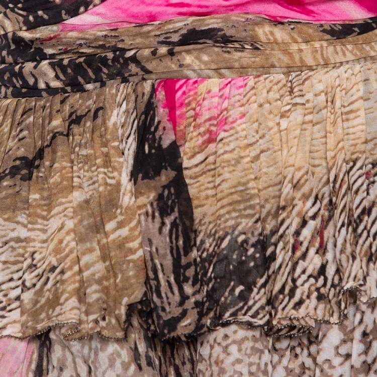 Pre Owned Diane von Furstenberg Multicolor Printed Silk Strapless Brighton Mini Dress M