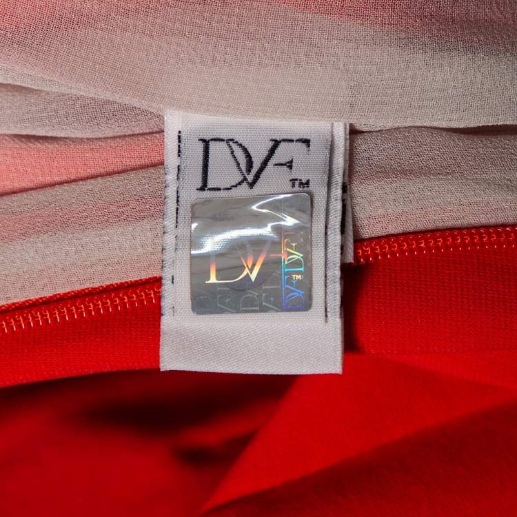 Pre Owned Diane Von Furstenberg Atomic Orange Fitted Short Sleeve Yazmine Dress S