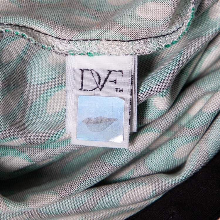 مملوكة مسبقًا Diane Von Furstenberg Green Silk Long Sleeve Mini Denny Dress S