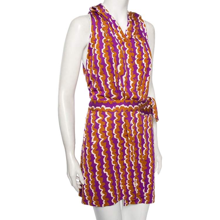 Pre Owned Diane von Furstenberg Multicolored Silk Mylene Mini Wrap Dress S