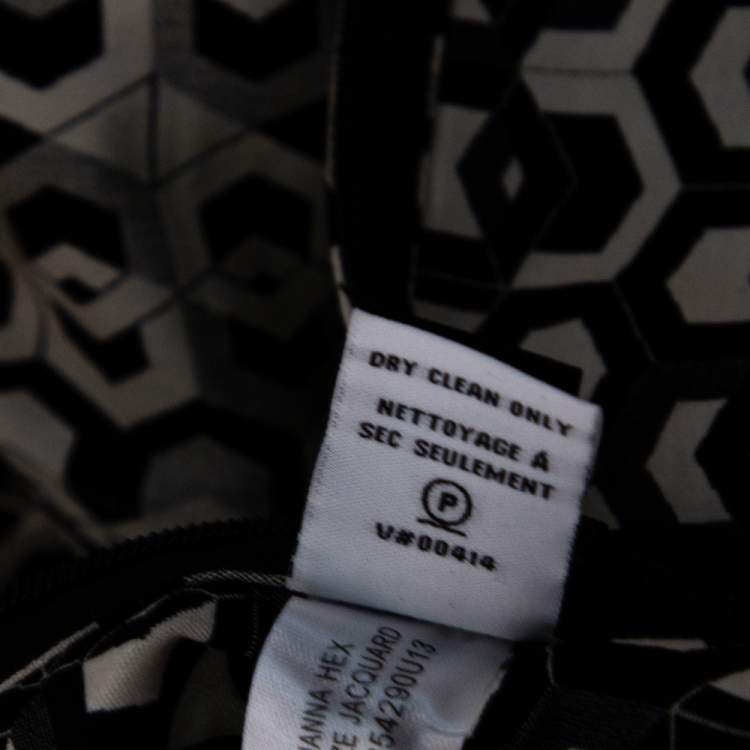 Pre Owned Diane Von Furstenberg Monochrome Rhianna Hex Maze Jacquard Pants M
