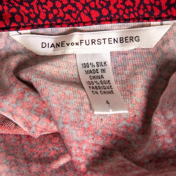 مملوكة مسبقًا Diane Von Furstenberg Ophelia Printed Silk Jersey Justin Wrap Dress S
