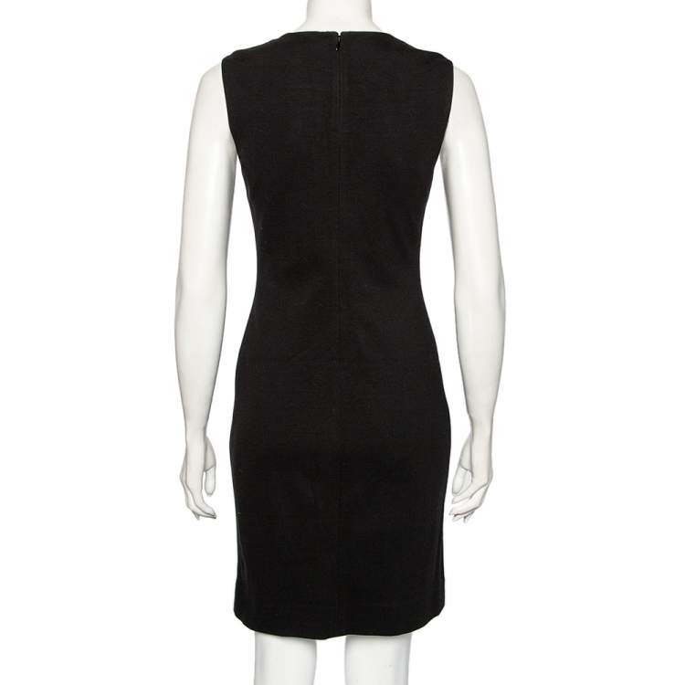 Pre Owned Diane von Furstenberg Black Knit And Textured Inset Detailed Tilda Dress S