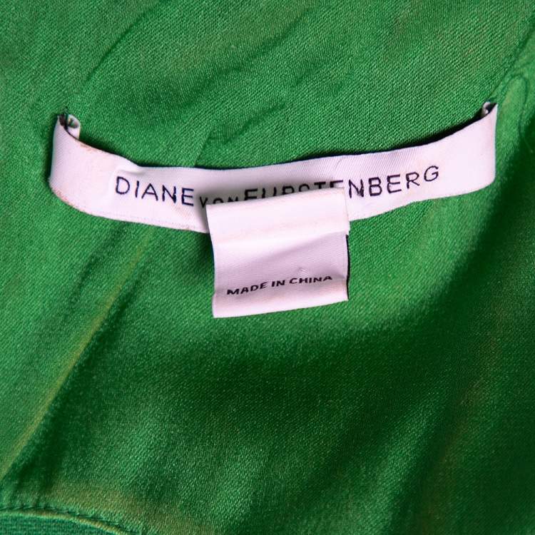 Pre Owned Diane von Furstenberg Green Textured Carpreena Short Dress S