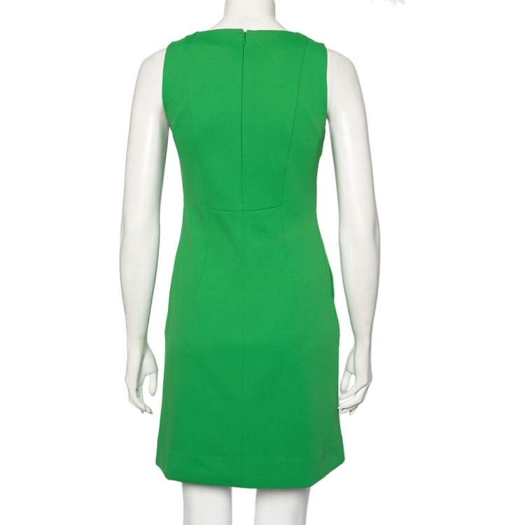 Pre Owned Diane von Furstenberg Green Textured Carpreena Short Dress S