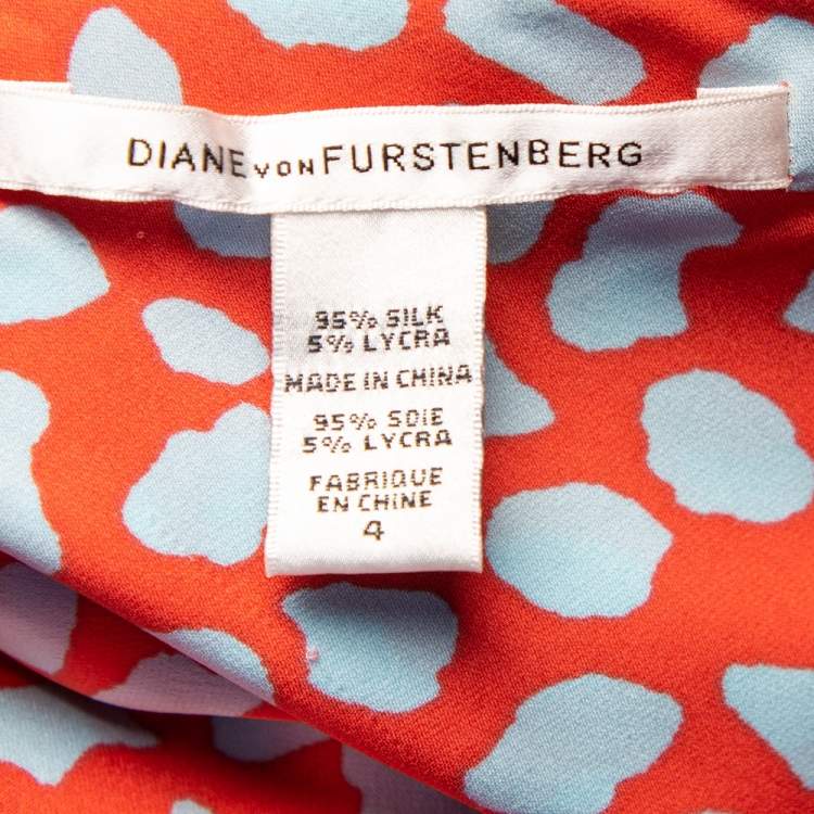 Pre Owned Diane von Furstenberg Pink Printed Silk One Shoulder Draped Agantha Dress S