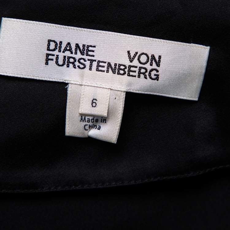 Pre Owned Diane von Furstenberg Black Floral Printed Silk Belted Jumpsuit M