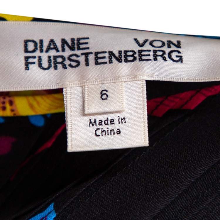 مملوكة مسبقًا Diane von Furstenberg Black Floral Printed Silk Pintuck Detail Jumpsuit M
