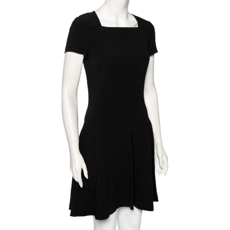 Pre Owned Diane von Furstenberg Black Crepe Hansine Flared Short Dress S