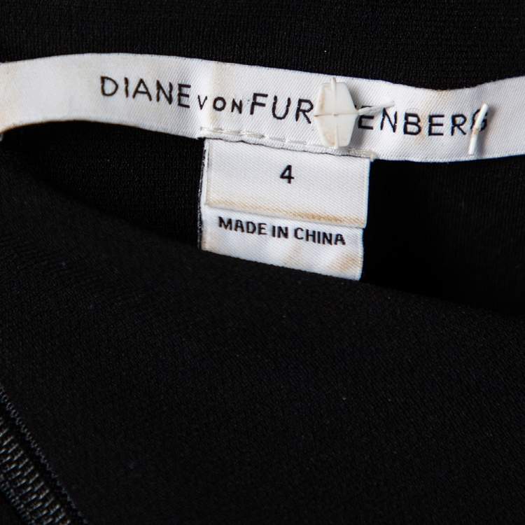 Pre Owned Diane von Furstenberg Black Crepe Hansine Flared Short Dress S