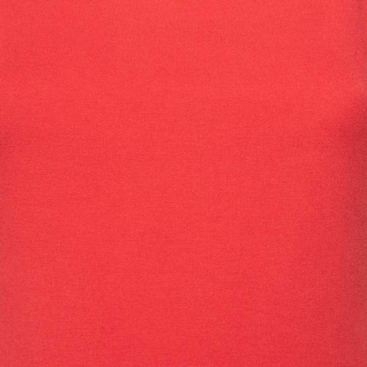 Pre Owned Diane von Furstenberg Coral Red Stretch Knit Clean Bridget Dress S