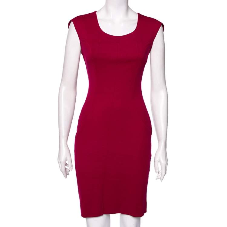 Pre Owned Diane von Furstenberg Berry Pink Jersey Manette Sheath Dress S 
