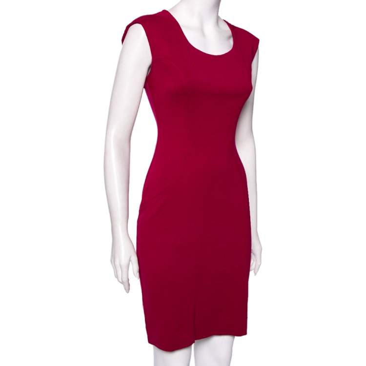 Pre Owned Diane von Furstenberg Berry Pink Jersey Manette Sheath Dress S 